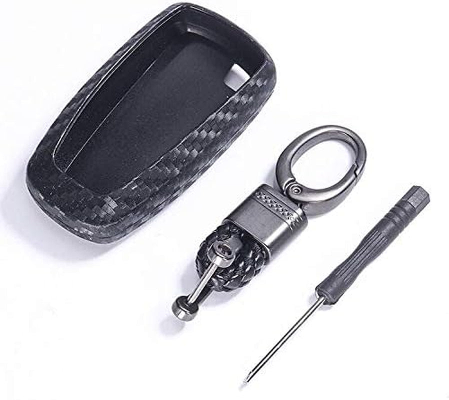 (Tm) 3 4 5 Buttons TPU Smart Keyless Remote Key Fob Case Cover for 2017 2018 2019 2020 Ford Mustang Explorer Edge Fusion Mondeo F150 F250 F350 F450 F550 (Black Carbon Fiber Texture)