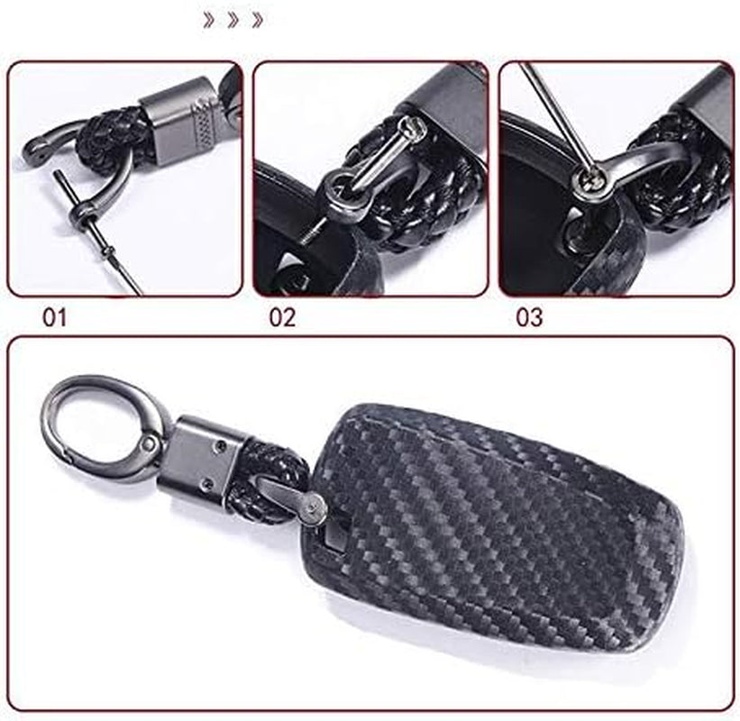 (Tm) 3 4 5 Buttons TPU Smart Keyless Remote Key Fob Case Cover for 2017 2018 2019 2020 Ford Mustang Explorer Edge Fusion Mondeo F150 F250 F350 F450 F550 (Black Carbon Fiber Texture)
